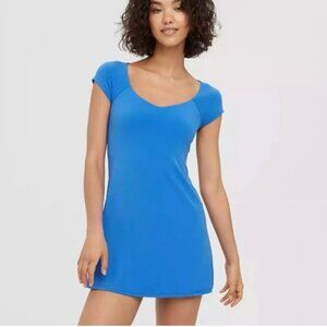 OFFLINE by Aerie Real Me Cap Sleeve Excersize Tennis Dress Bright Blue Size Sm